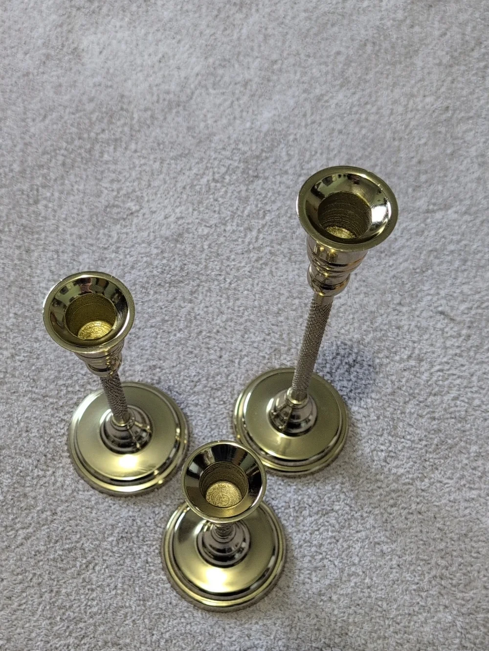 Gold Finish Taper Candlestick Holders - Set of 3